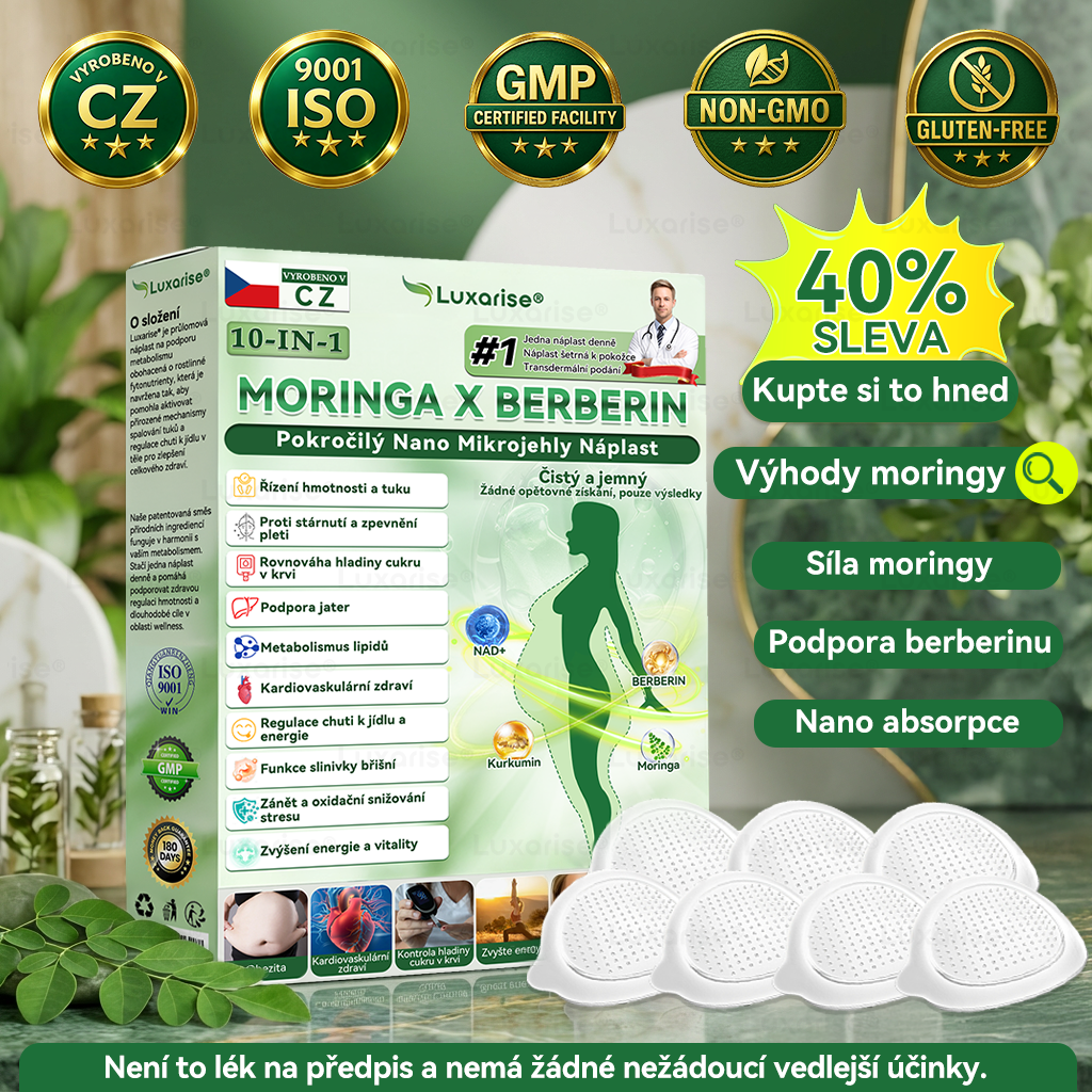 Oficiální obchod |🍧𝗟𝘂𝘅𝗮𝗿𝗶𝘀𝗲® MORINGA X BERBERIN 10-IN-1 Pokročilý Nano Mikrojehly Náplast(Jedna náplast denně, viditelné změny již za 7 dní) ✅ Pomáhá při obezitě, cukrovce, spánkové apnoe, problémech s klouby a dalších potížích👩⚕️