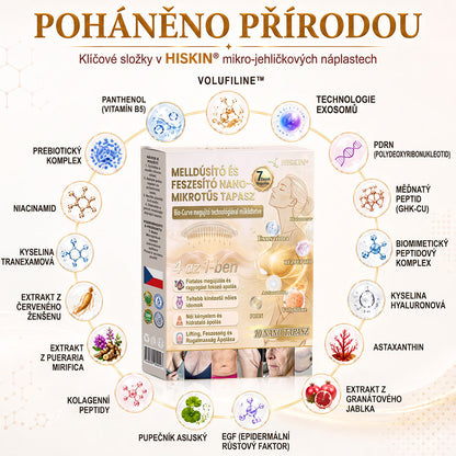 HISKIN®🏆 Náplast s nano mikrojehličkami pro objem, pozvednutí a zpevnění poprsí Volufiline + Exosome + Copper Peptide formule poháněná technologií buněčné obnovy